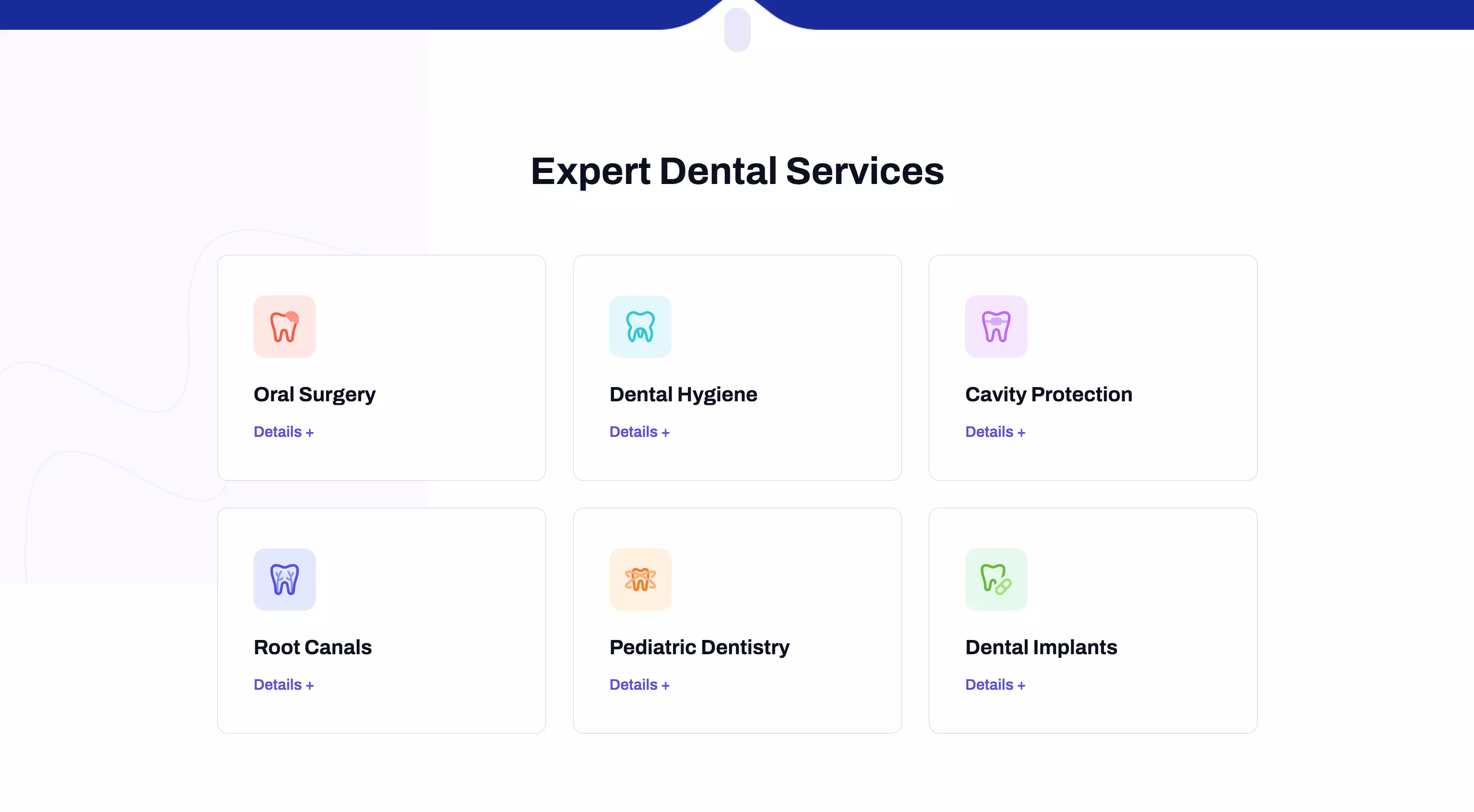 Dental office web site visual example part 2, dental services