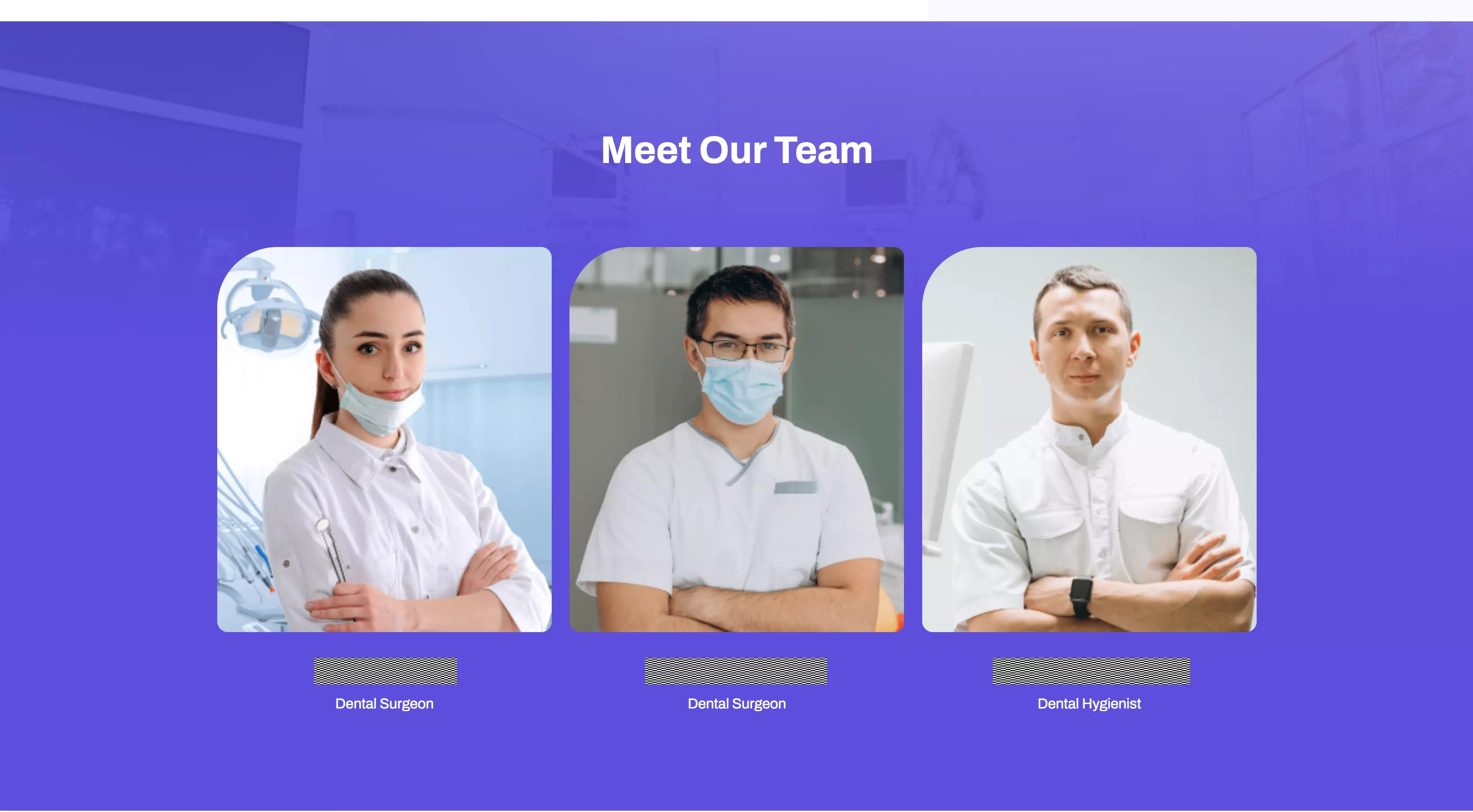 Dental office web site visual example part 5, team members