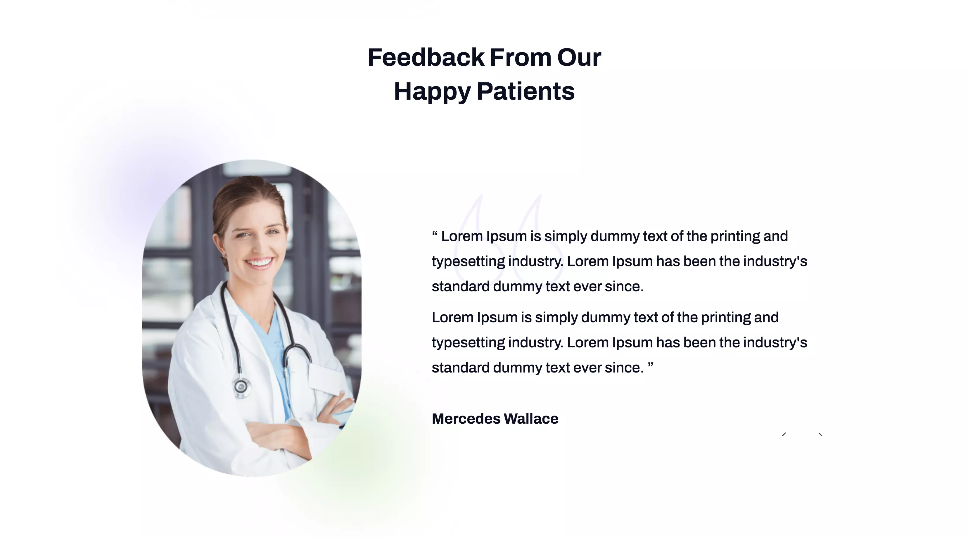 Dental office web site visual example part 7, feedback